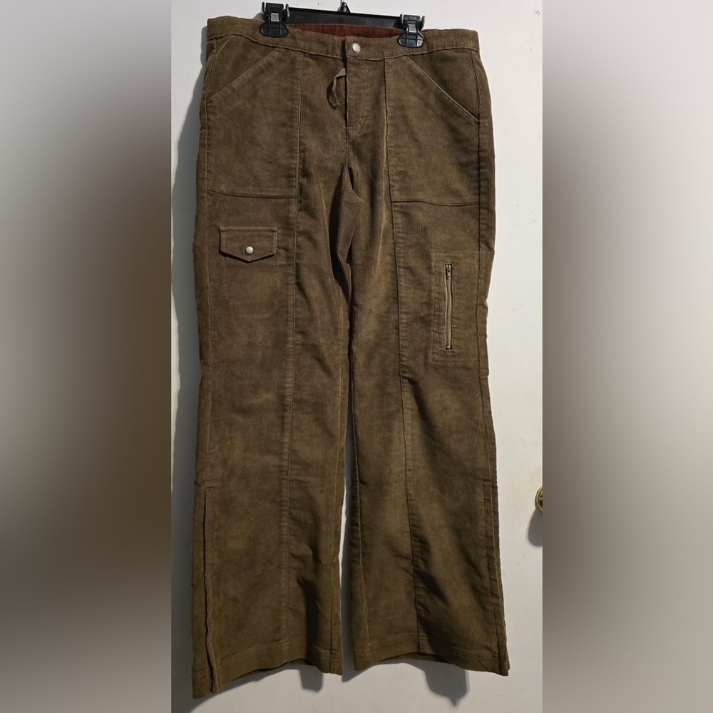 Athleta Brown Cargo Pants Relaxed Fit Corduroy‎